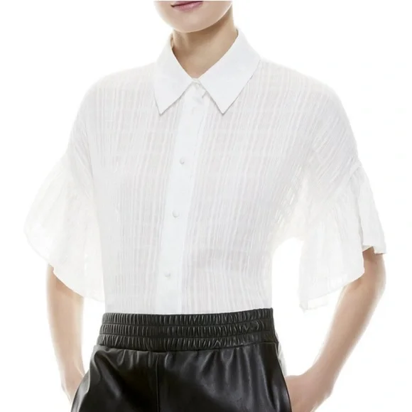 Alice + Olivia | Tops | Alice Olivia Edyth Ruffle Sleeve Draped 